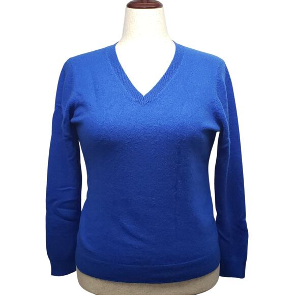 Charter Club Cashmere Sweater XL Blue | Ribbed V-Neck, Lightweight Knit - Picture 1 of 9